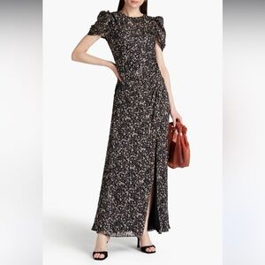 ml monique lhuillier floral embroidered mesh dress ML Monique Lhuillier Open-Back Floral Embroidered Mesh Gown with Ruffled Bottom
